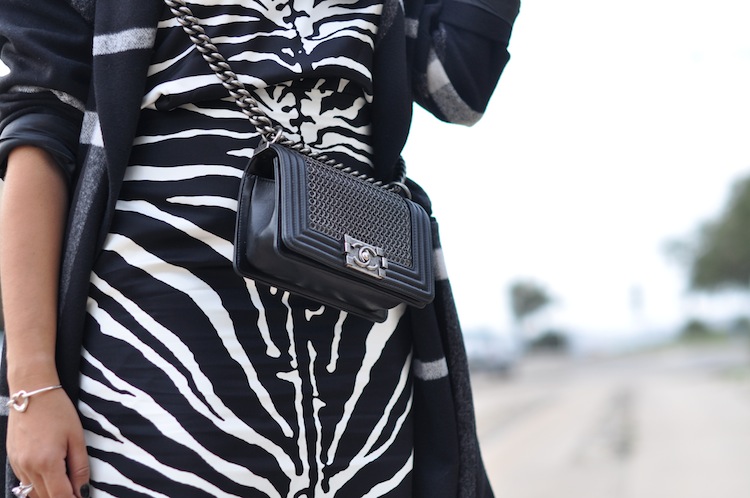 Le zébré zélé | LovaLinda x Carven black and white zebra-print organza-silk skirt x Carven black and white zebra-print organza-silk top x Chanel Boy Bag