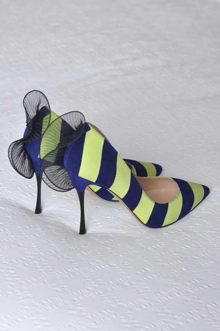 Les ruffle-back stripe pumps | LovaLinda x Nicholas Kirkwood