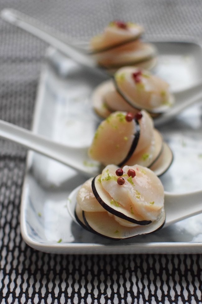 Les bouchées de St-Jacques et radis noir | LovaLinda | Blog Photo Cuisine | Apéritifs Fêtes